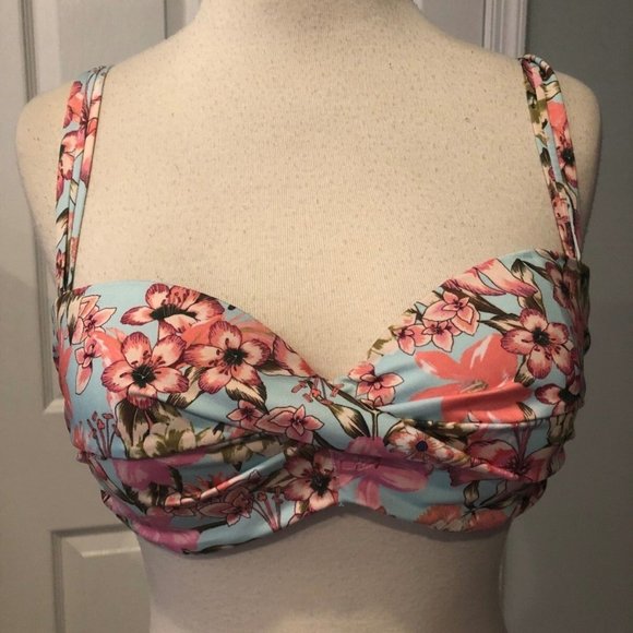 H&M Women's Multi-Color Floral Print Swimming Top Bra US 34C - Picture 1 of 3